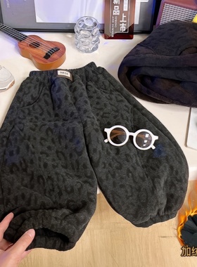 原版实体店品质】男亲子女童加绒加厚豹纹洋气灯笼裤2026秋冬季新