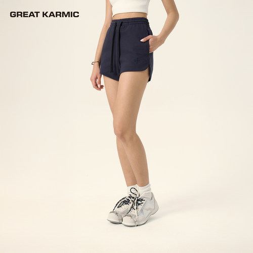 GREATKARMIC 十字箭刺绣简约辣妹短裤夏季系绳美式复古运动裤GRKC