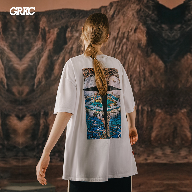 GRKC SEASON4 彩色希腊地图短袖国潮牌嘻哈街头情侣宽松男女款