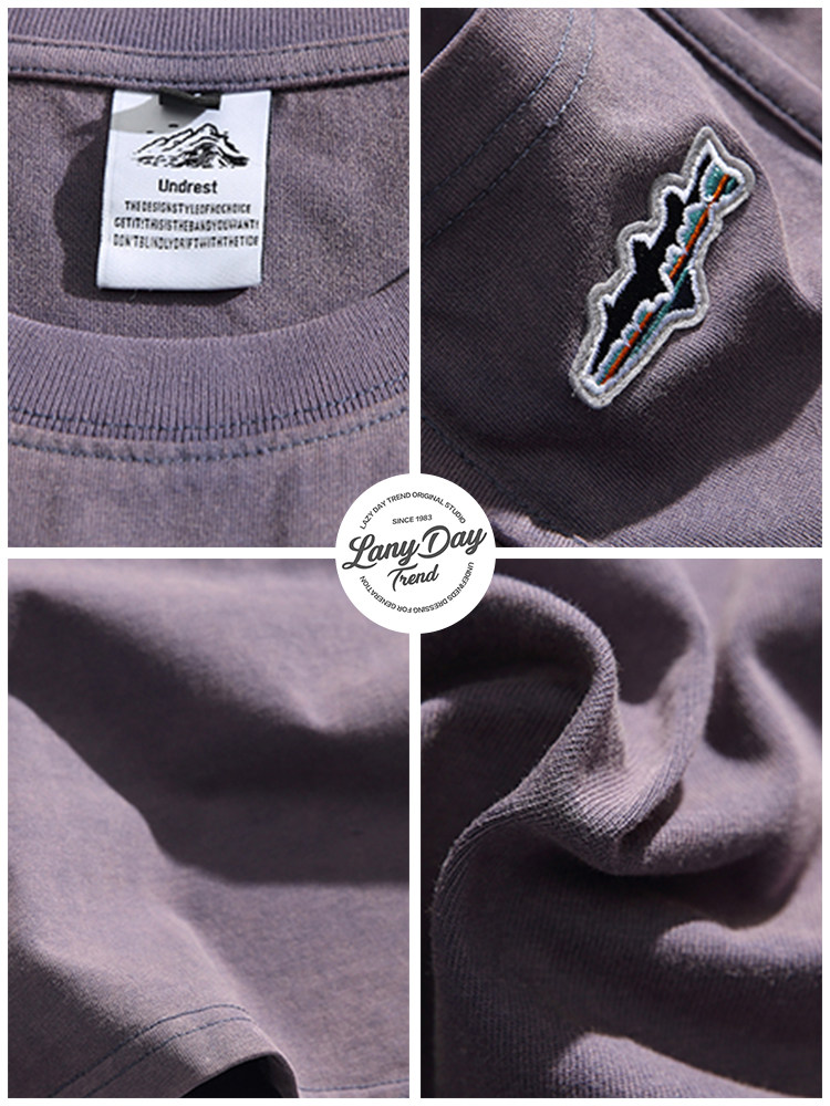 LAZY DAY 오리지널 남성 의류 일본 복고풍 워싱 자수 로고 라운드 넥 조끼 남성용 루즈 민소매 티셔츠