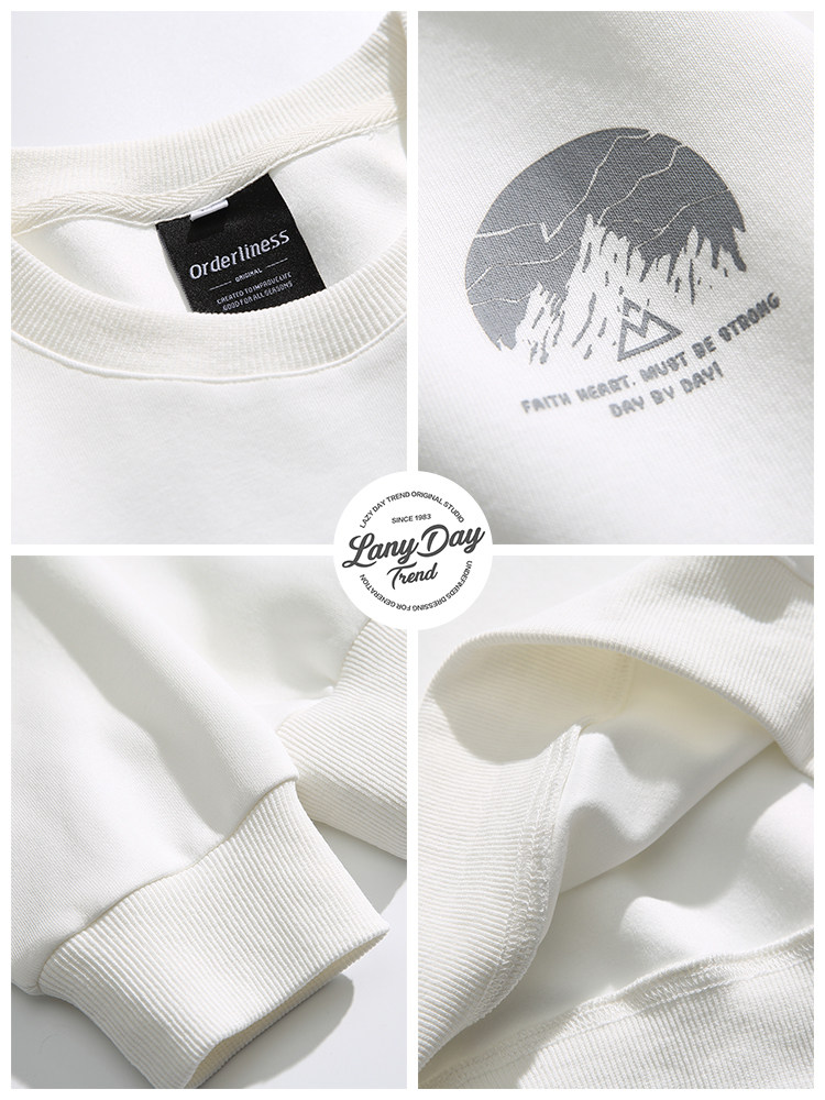 LAZY DAY 오리지널 남성 의류 마운틴 패션 브랜드 프린트 루즈 라운드 넥 스웨트 셔츠 남성 가을 데님 스트레이트 팬츠