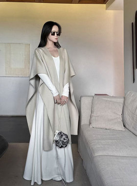 5werkwen La c*lletion极简斗篷 斗篷大摆量中长款双面呢