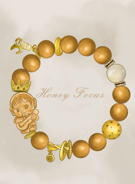 HONEY FOCUS蒙奇奇手链 中式民族风百搭轻奢手链 925银木质手链