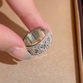 FOCUS 菱格戒指 银色轻奢个性 HONEY 小众百搭戒指 925银合成锆石