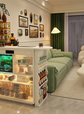 形影家具吧台家用可伸缩折叠窄岛台小餐边柜一体桌现代沙发隔断