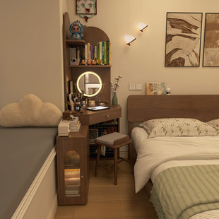 形影家具转角梳妆台复古实木小尺寸小型书架三角靠墙化妆桌置物架