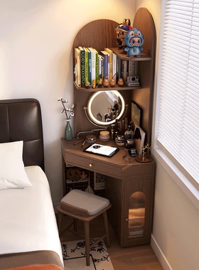 形影家具转角梳妆台复古实木小尺寸小型书架三角靠墙化妆桌置物架