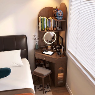 形影家具转角梳妆台复古实木小尺寸小型书架三角靠墙化妆桌置物架