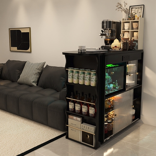 形影家具吧台隔断柜客厅折叠伸缩一体黑色岛台吧台桌家用沙发边柜