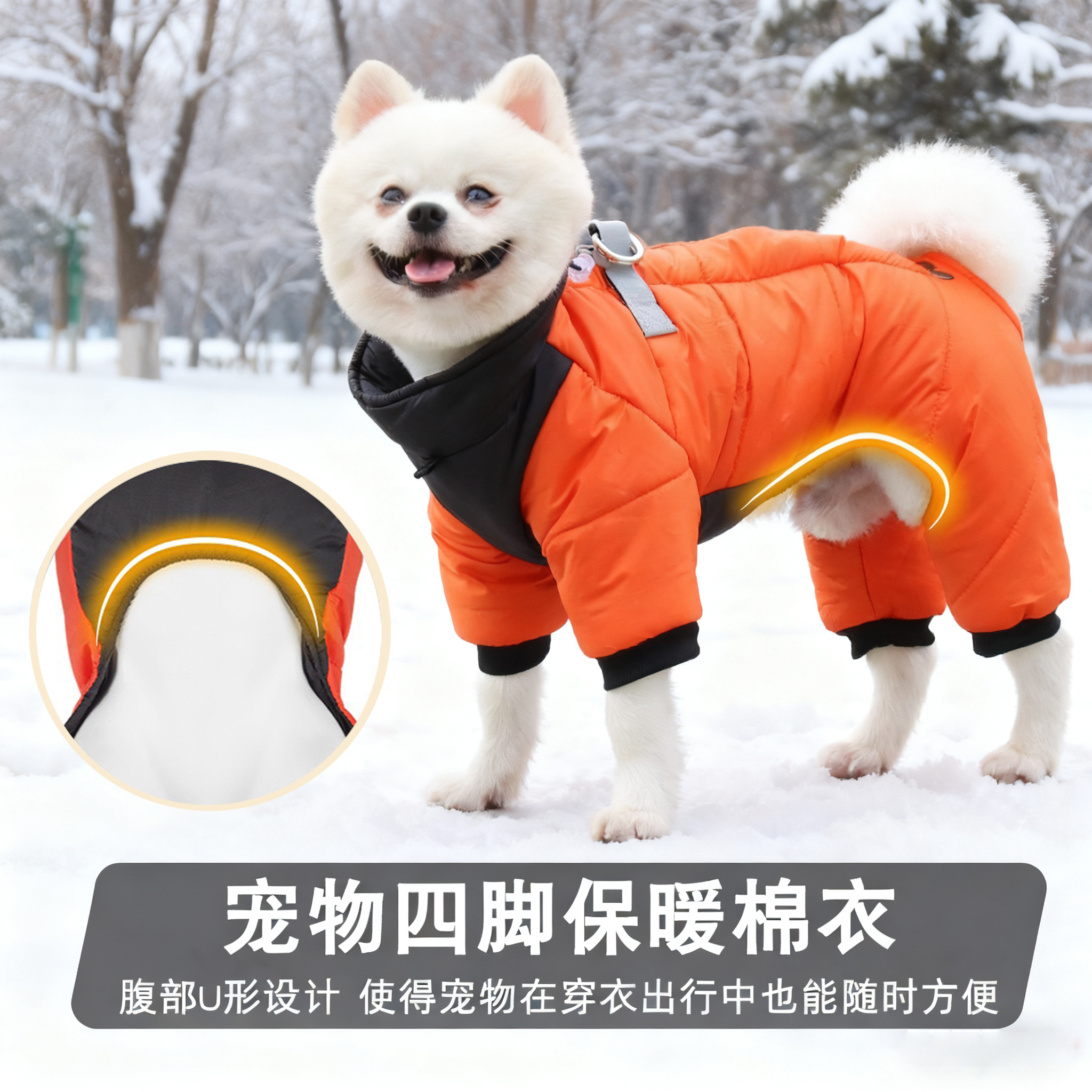 狗狗保暖衣服可牵引冬装四脚衣