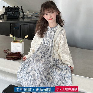 三折专区 新款 品牌撤柜冬季 连衣裙洋气两件套 韩版 女童针织开衫