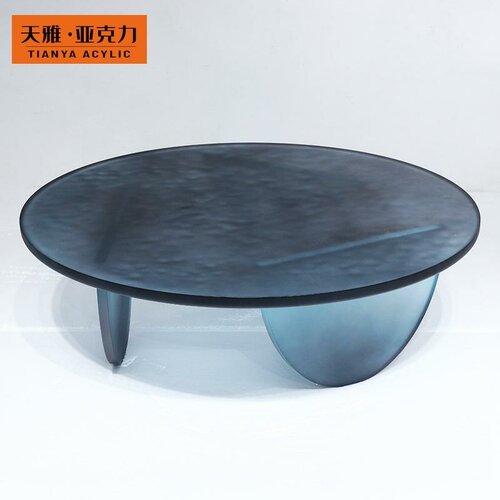 Y159意式轻奢圆形茶几客厅家用小户型水波纹艺术透明树脂桌子定制