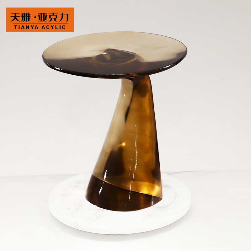 意式轻奢客厅透明树脂边几个性异圆形拼接组合设计师酒店别墅茶几