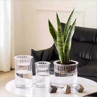 防摔亚克力透明花瓶定植篮水培植物直筒圆球鱼缸花盆简约粉掌器皿
