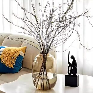 水养鲜枝雪柳专用花瓶高级感鲜花插干枝窄口小口大肚玻璃水培器皿