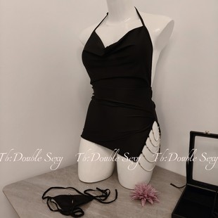 加大码胖mmOL女秘书职业装趣味内衣性感套装黑色睡衣超短睡裙制服