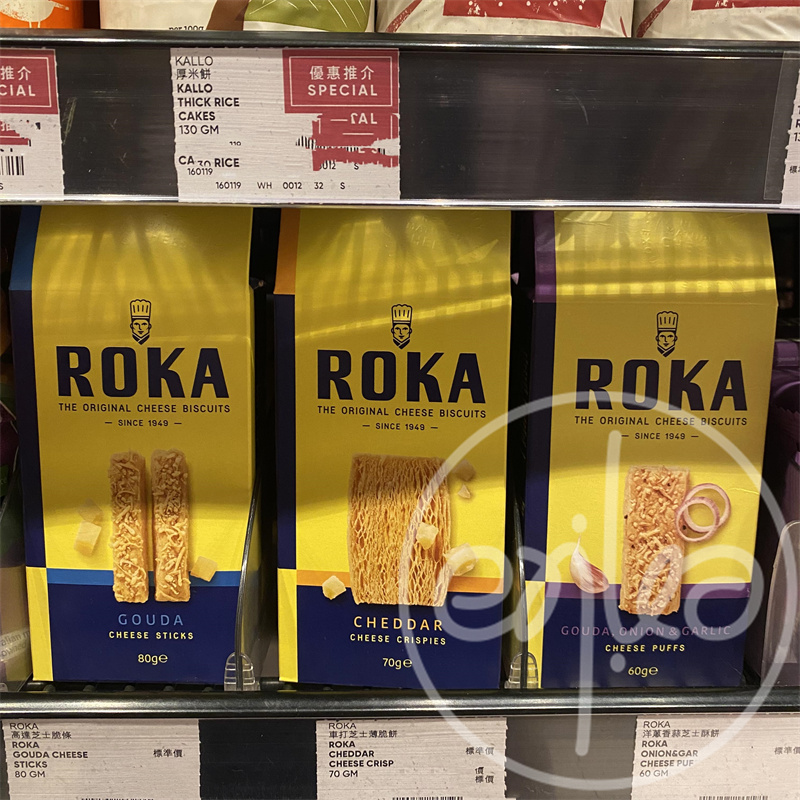 香港代购 荷兰进口 ROKA 如卡 车打芝士薄脆条洋葱香蒜酥饼 60g
