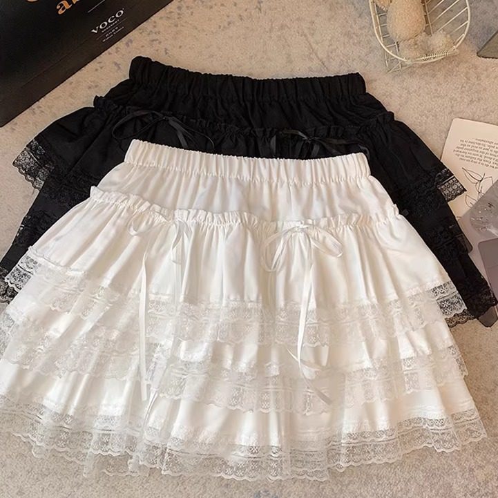 白色蛋糕半身裙蕾丝蓬蓬纯欲2026夏季新款防走光a字小个子黑短裙,女装/女士精品,半身裙,淘宝优惠券,粉丝福利购,淘宝优惠卷