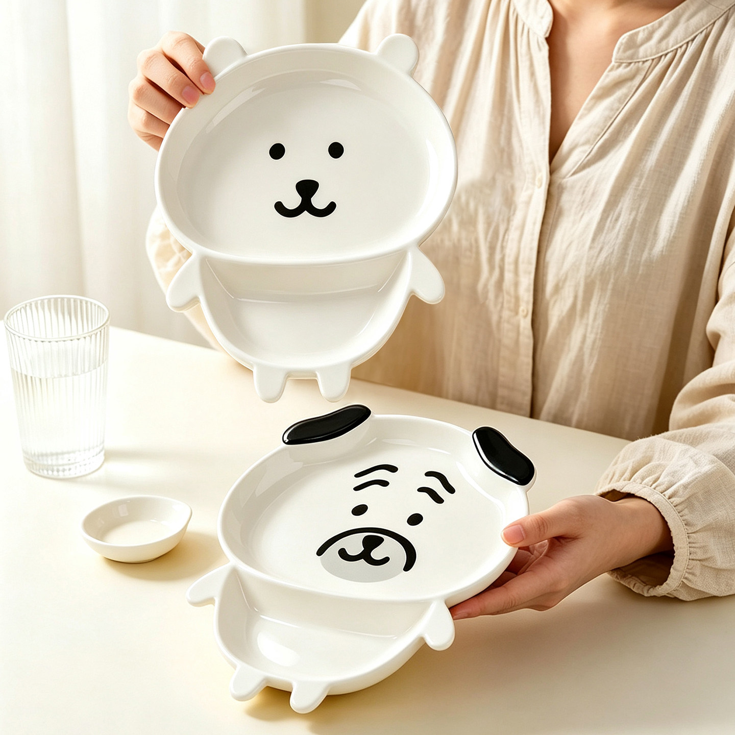 正品自嘲熊陶瓷分餐盘