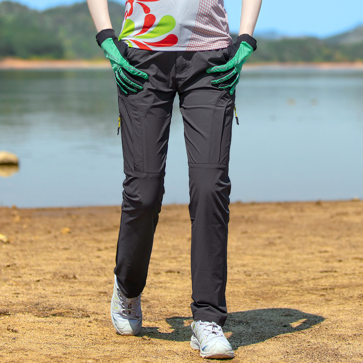 户外速干裤女薄款弹力透气运动登山裤春夏修身跑步休闲快干长裤子