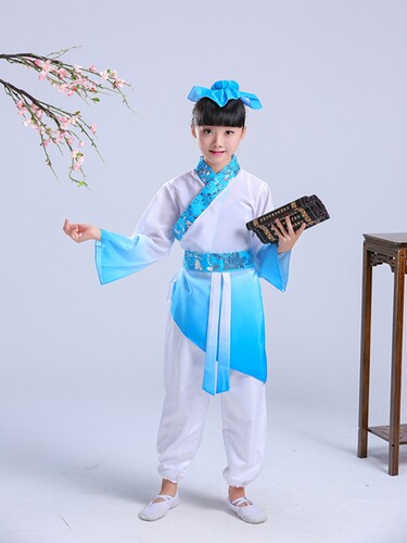 儿童书童演出服男童女童古装汉服国学服三字经弟子规诗游子吟朗诵