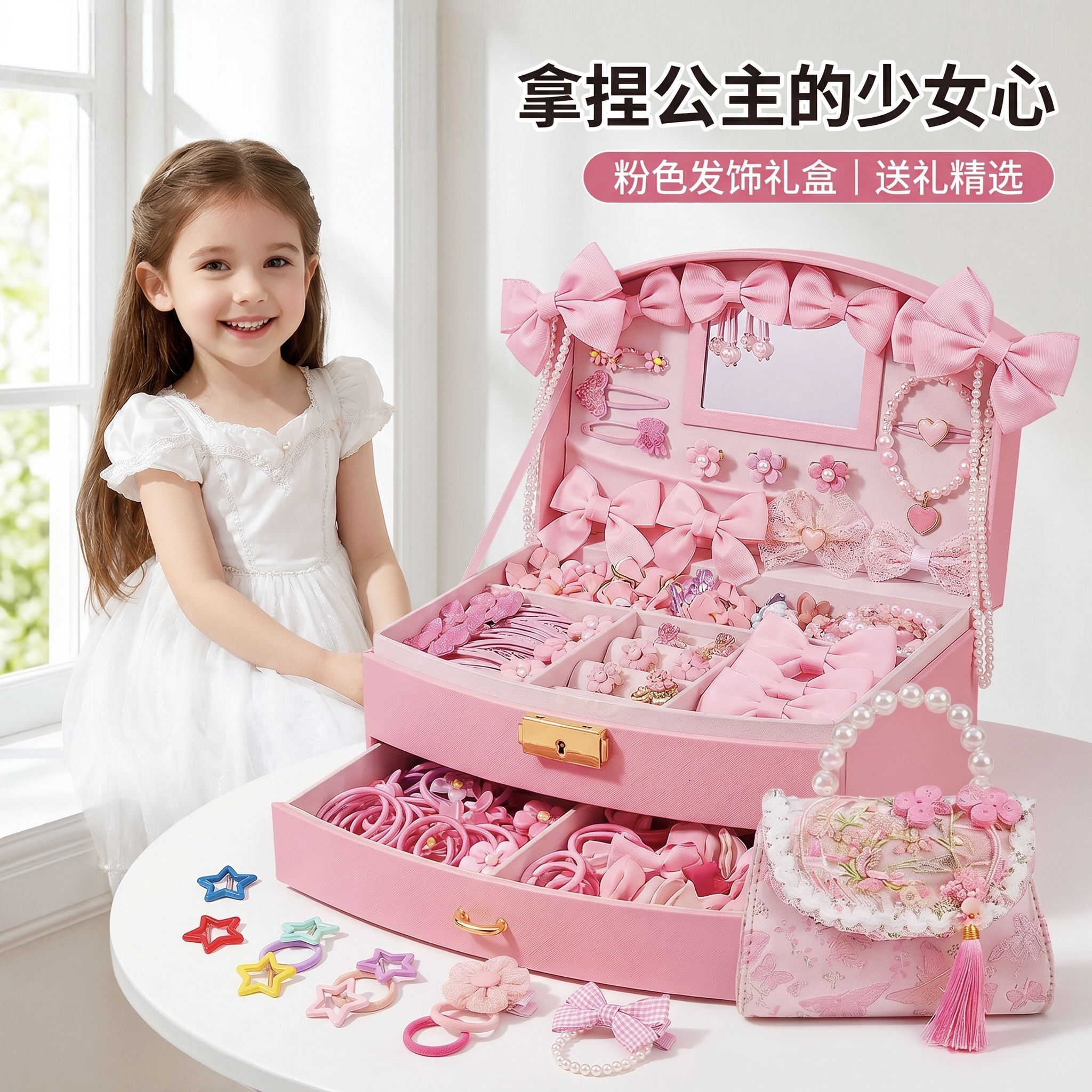 六一公主发饰礼盒儿童节女童首饰小女孩子10岁生日礼物玩具女生