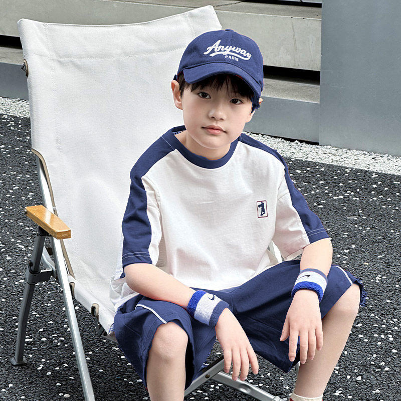儿童套装夏季新款男童潮酷短袖五分裤中大童篮球服男孩夏款两件套