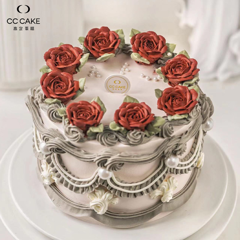 cccake暗夜玫瑰动物奶油裱花蛋糕送女神送女友北京同城配送上门