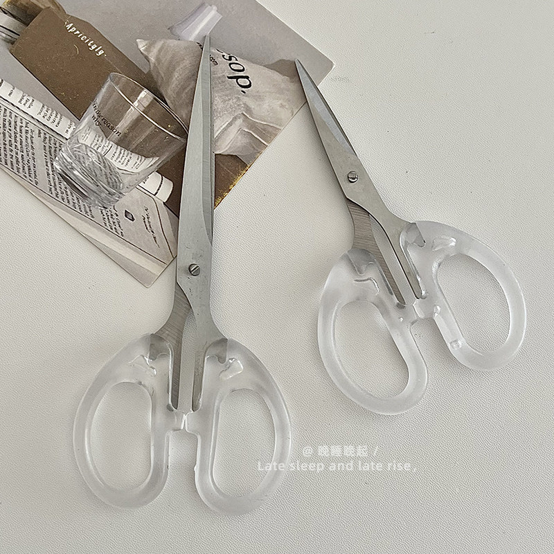 ins简约韩风透明手柄剪刀居家日用不锈钢文具剪学生小剪子剪纸