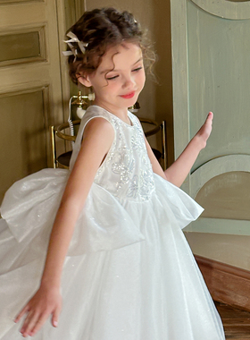 2025夏季女童高级无袖连衣裙背心裙公主花苞裙礼服