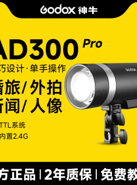 神牛AD300proII二代外拍灯手持补光灯摄影灯外拍灯迷你闪光灯便携式户外拍照单反相机佳能尼康索尼富士打光灯