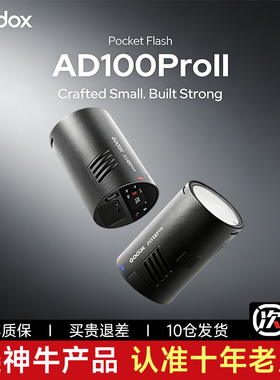 【二代升级】Godox神牛AD100Pro II摄影灯便携大功率锂电池闪光灯 高速TTL外拍灯补光灯户外手持专业单反相机