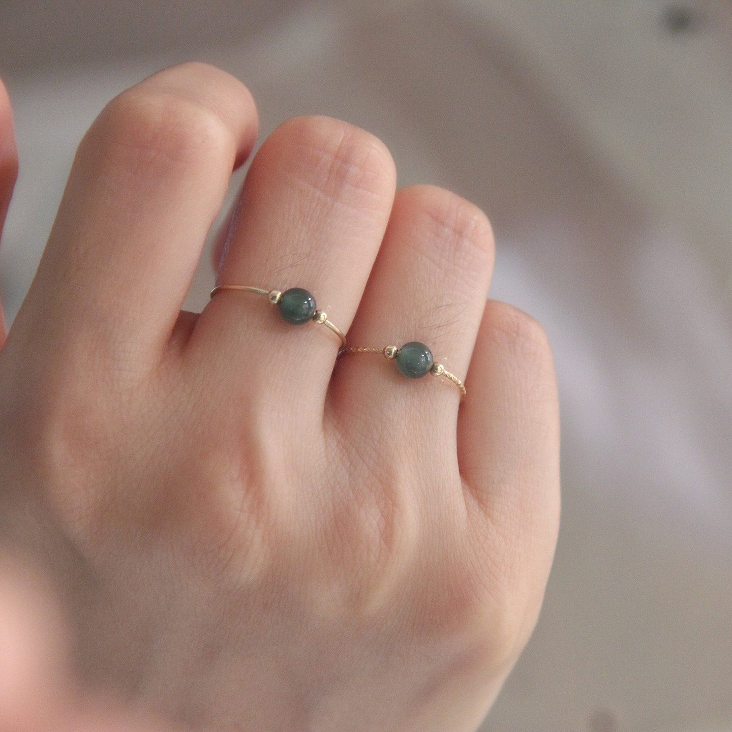 天然翡翠戒指麻花光面女款保真绿色指环14k包金原创设计轻奢