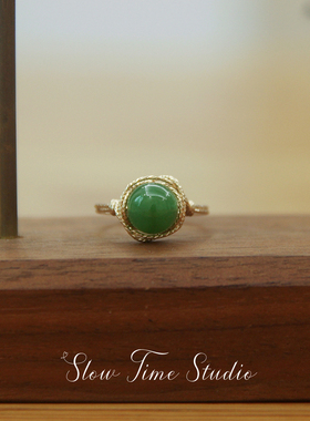 碧玉包金麻花绕线不褪色戒指特价