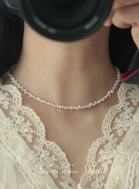 天然小花瓣珍珠项链无核小花瓣淡水珍珠底子白光泽亮小仙女款