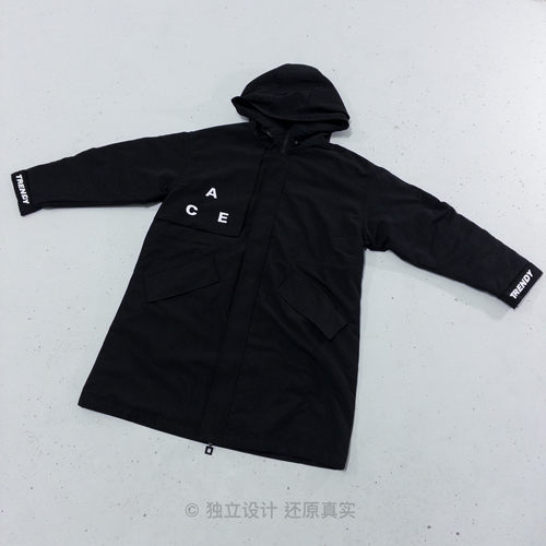黑色中性加绒风衣#15号10点返场上新~很黑很帅中长款大风衣OVSIZE