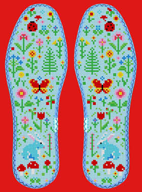 鸿运玫瑰中小格11CT十字绣鞋垫手工刺绣半成品纯棉布吸汗S58671