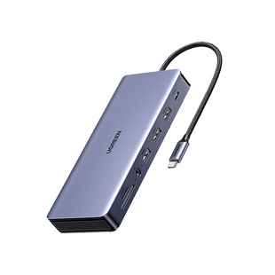 绿联type-c扩展坞13合1四屏异显雷电4笔记本电脑转换器usb3.2分线器双hdmi接口+DP多屏显示器拓展器