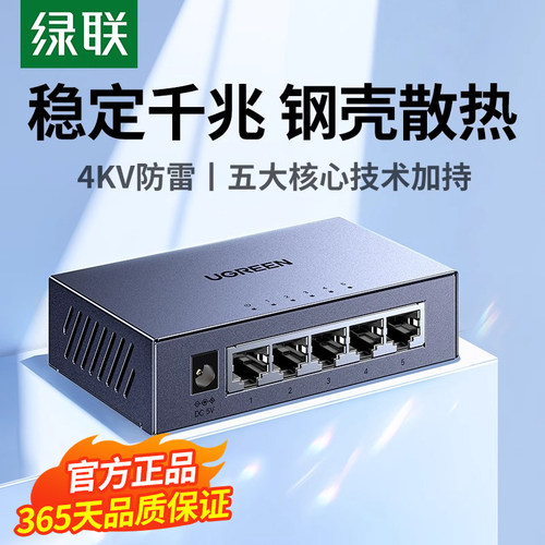 绿联8口千兆交换机经典钢壳版