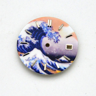 夜光表盘手表字面神奈川冲浪里31mm海浪表盘改装适配精工NH35 36