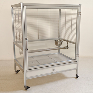 不锈钢横丝鸟笼子大号中大型鹦鹉笼钢化玻璃透明豪华别墅铝型材笼