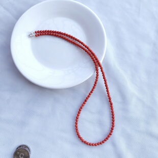天然南红玛瑙小米珠子项链女款2025新款红色时尚叠戴款锁骨链配饰