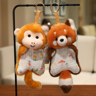 可爱豆袋小猴子小狐狸毛绒玩具安抚挂件娃娃解压公仔治愈系包挂饰
