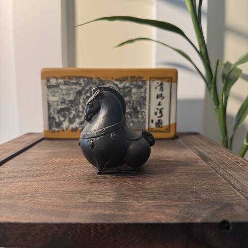 中式仿古小唐马摆件禅意茶桌桌面仿石创意复古禅意国风小茶宠摆件