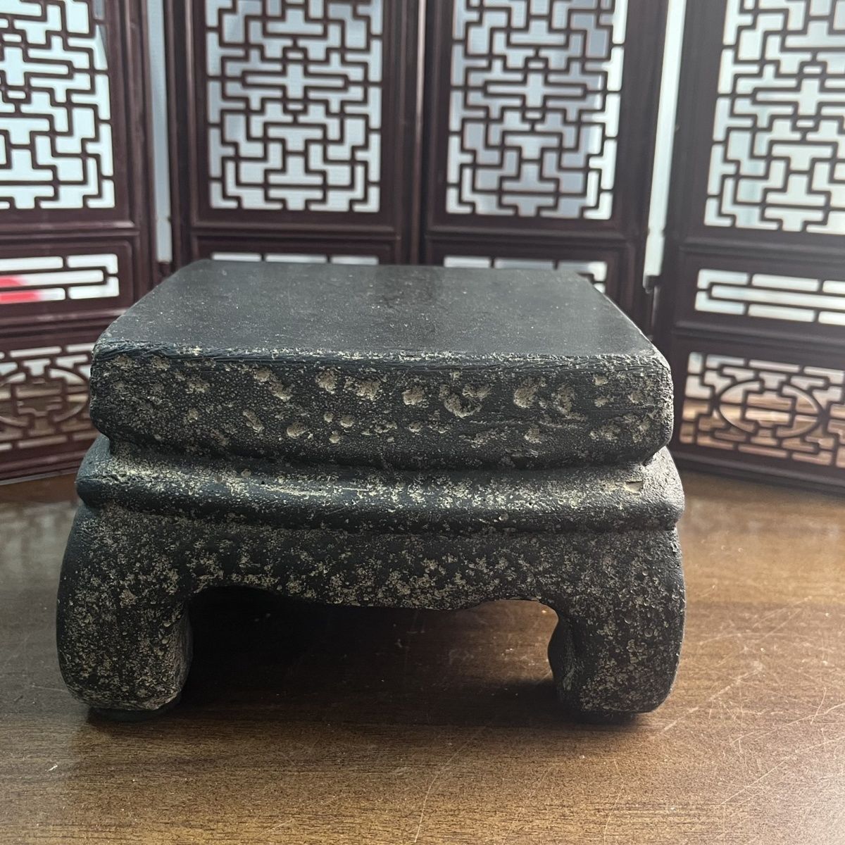 素面四方花盆复古盆景古风中国风家庭中式方形做旧古典石头清仓