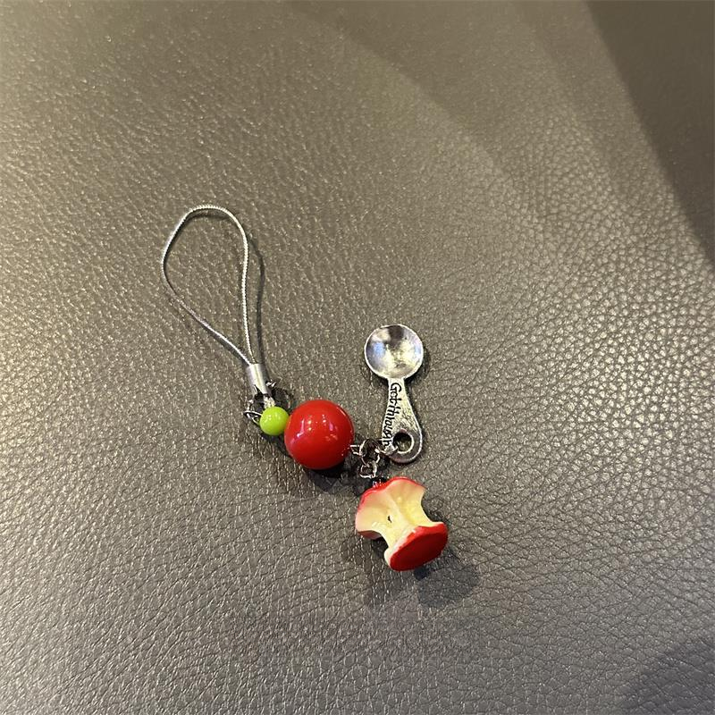 一颗红苹果手作串珠可爱少女心苹果核手机链ccd挂件包包钥匙扣