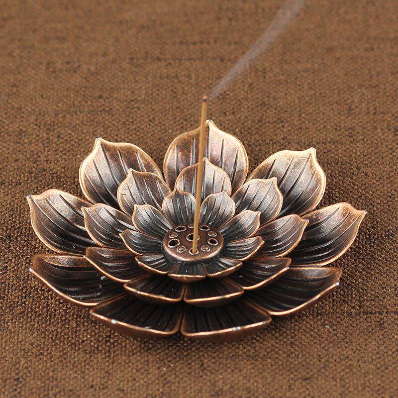 莲花香插莲花盘香托葫芦托盘线香盘香香薰铜香座托香盒檀香炉摆件