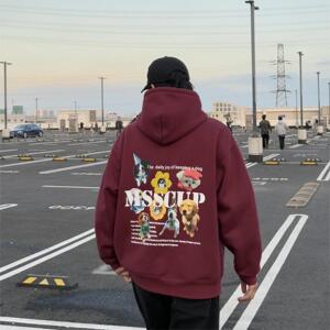 MSSCUP原创 秋冬潮流男女同款加绒加厚小狗印花卫衣贤宝宝同款