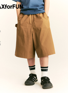 MAXforFUN童装25春夏儿童工装裤阔腿七分裤中裤轻薄棉短裤男女童