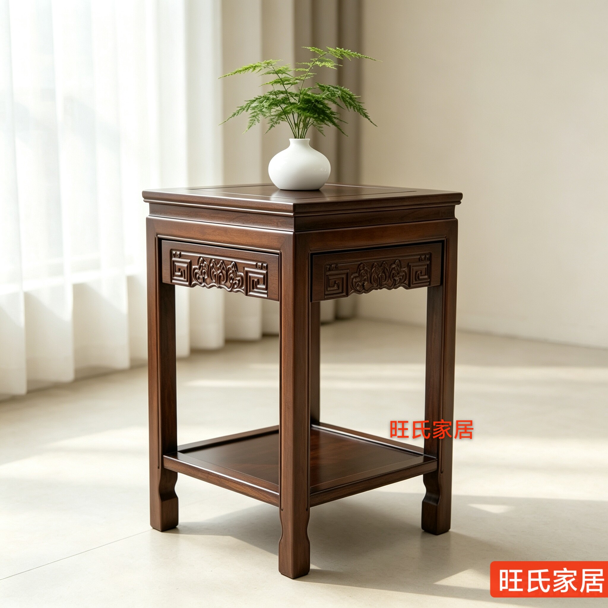 花架实木带抽屉盆景架鱼缸架奇石桌工艺品底座木质仿古置物架客厅